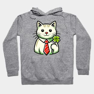 Cat Holding Shamrock for St Patricks Day Hoodie